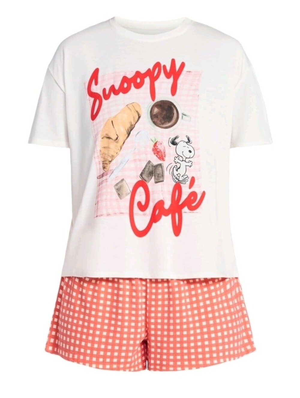 Peanuts Snoopy Cafe Pajama Set Grayson Social Graphic Tee Shorts NWT XL, 3X